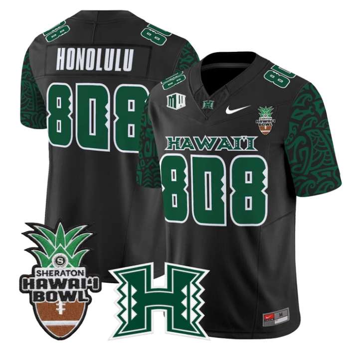 Honolulu Jersey #808 Hawai'i Rainbow 2025 Hawai'i Bowl Stitched Black Limited by My Store NCAA Football Jerseys