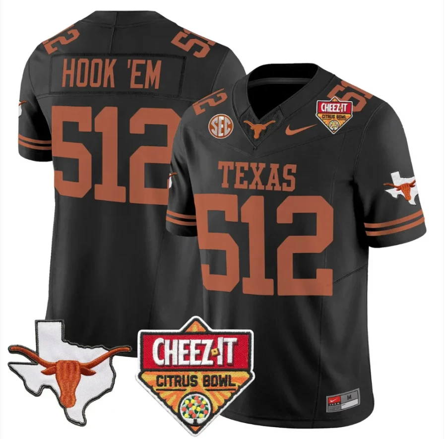 Hook 'Em Jersey #512 Texas Longhorns 2025 State Map Citrus Bowl Stitched by My Store NCAA Football Jerseys