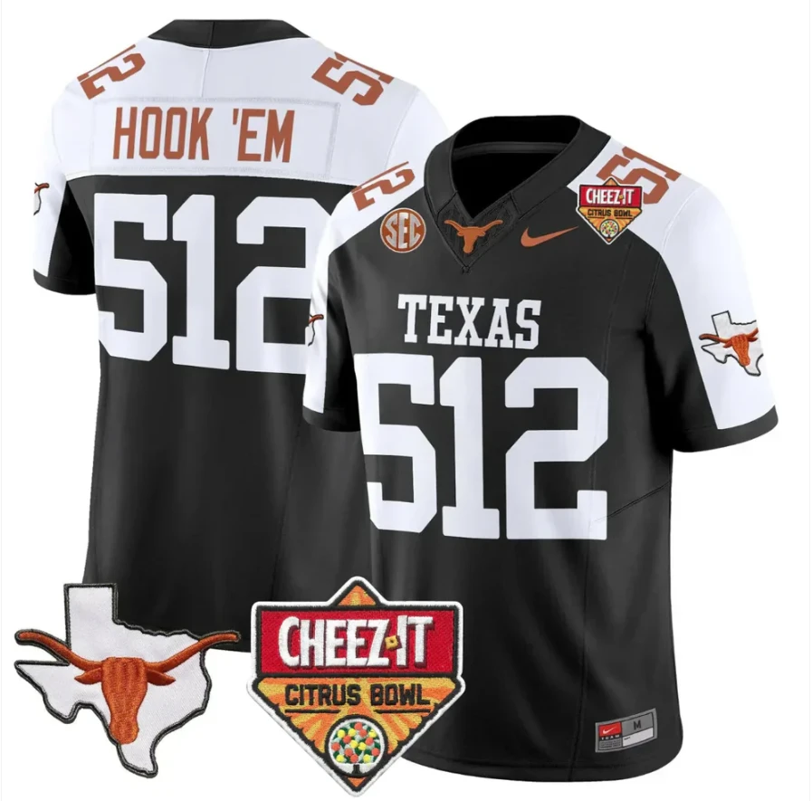 Hook 'Em Jersey #512 Texas Longhorns 2025 State Map Citrus Bowl Stitched by My Store NCAA Football Jerseys
