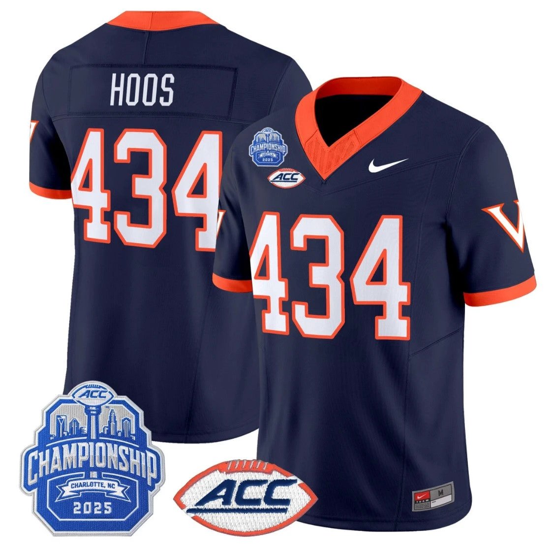 Hoos Jersey #434 Virginia 1995 Throwbacks 2025 ACC Championship Navy by NCAA Football Jersey