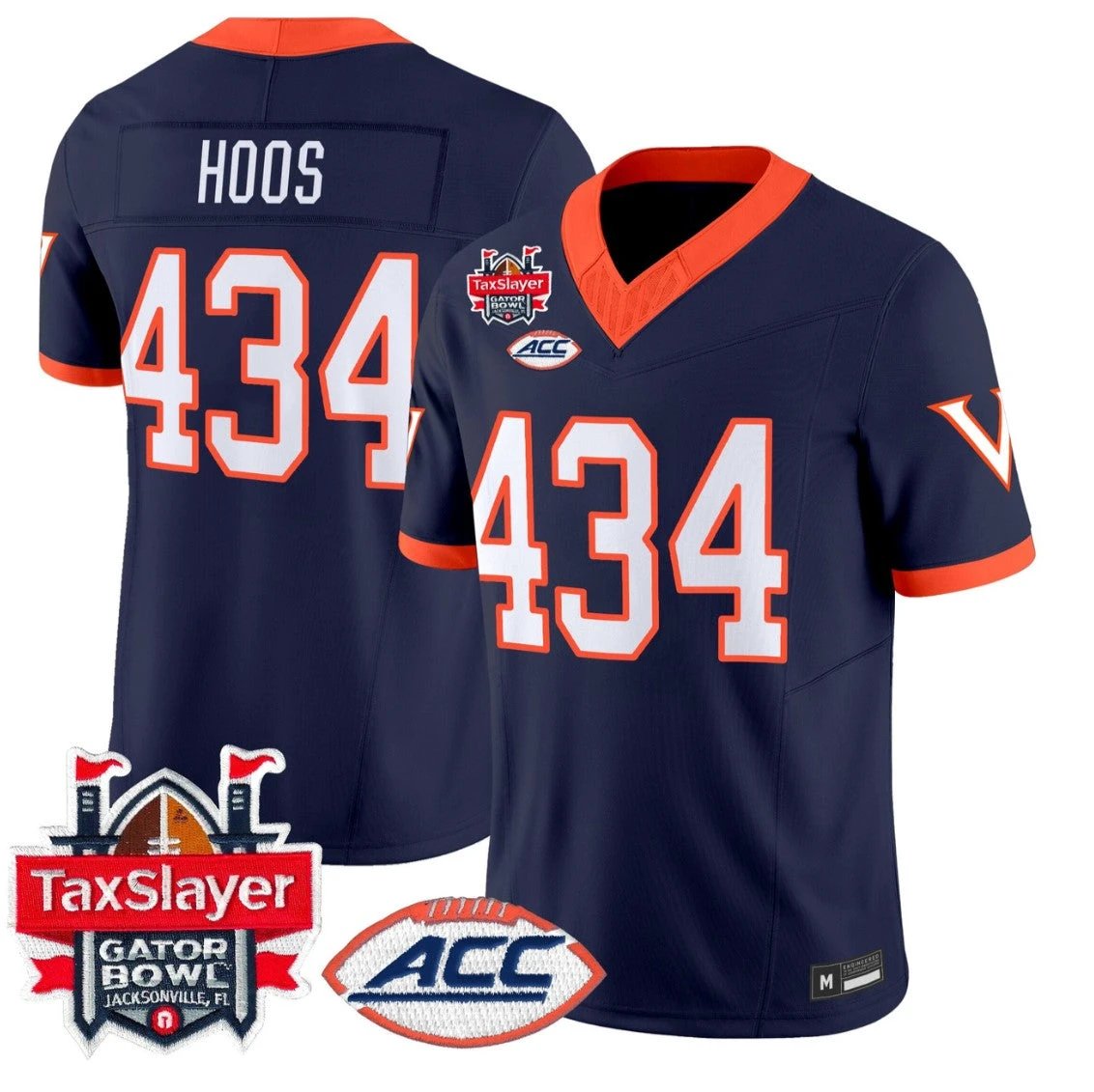 Hoos Jersey #434 Virginia Cavaliers 1995 Throwbacks Gator Bowl Stitched Navy by NCAA Football Jersey