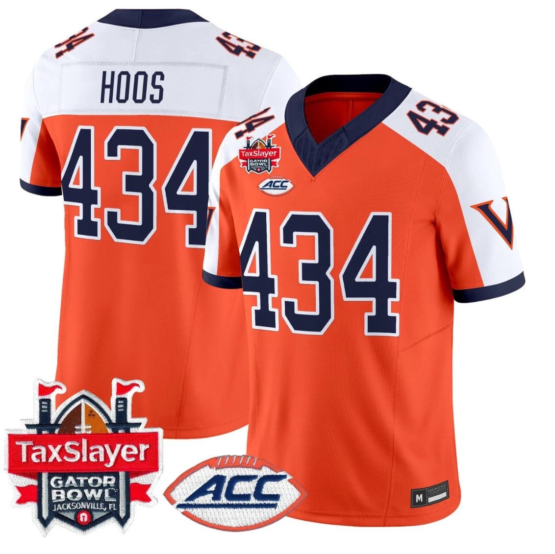 Hoos Jersey #434 Virginia Cavaliers 1995 Throwbacks Gator Bowl Stitched Orange Alternate by NCAA Football Jersey