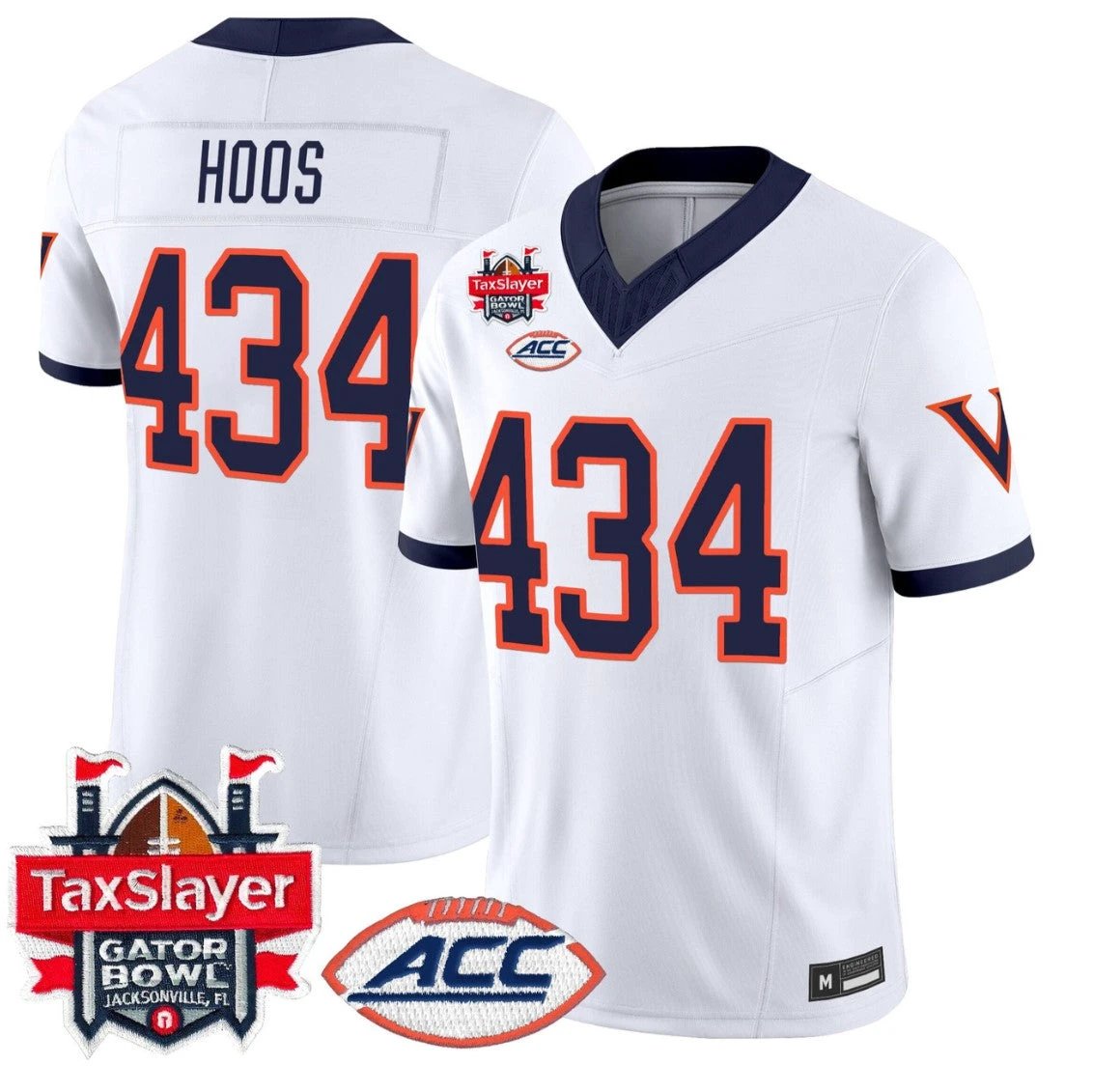 Hoos Jersey #434 Virginia Cavaliers 1995 Throwbacks Gator Bowl Stitched White by NCAA Football Jersey