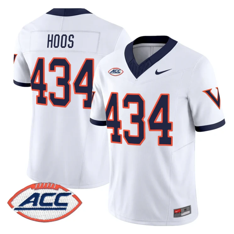 Hoos Jersey #434 Virginia Cavaliers 1995 Throwbacks Stitched White by NCAA Football Jersey