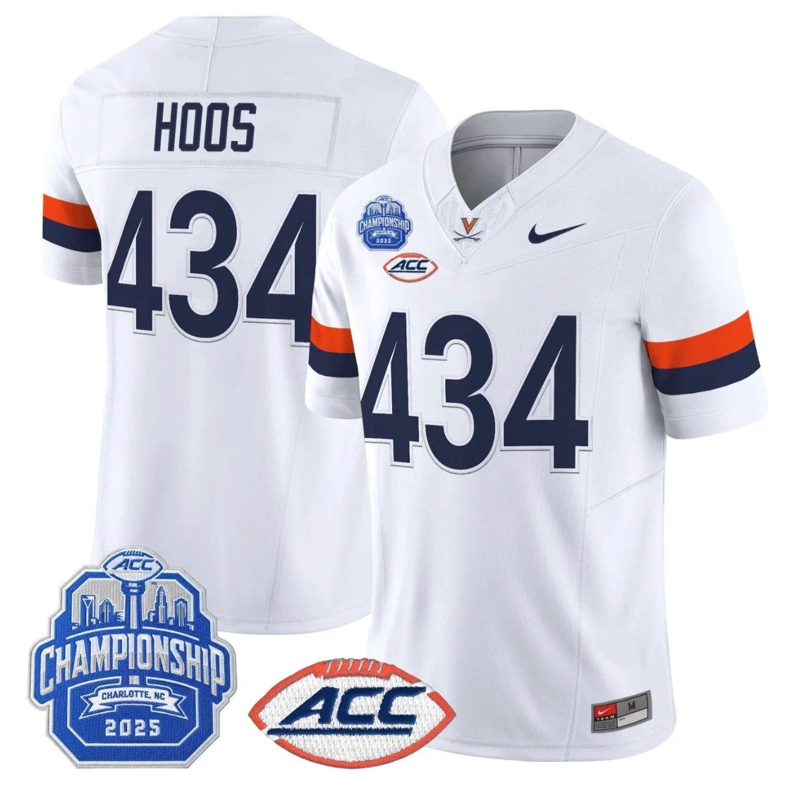 Hoos Jersey #434 Virginia Cavaliers 2025 ACC Championship Stitched White by NCAA Football Jersey