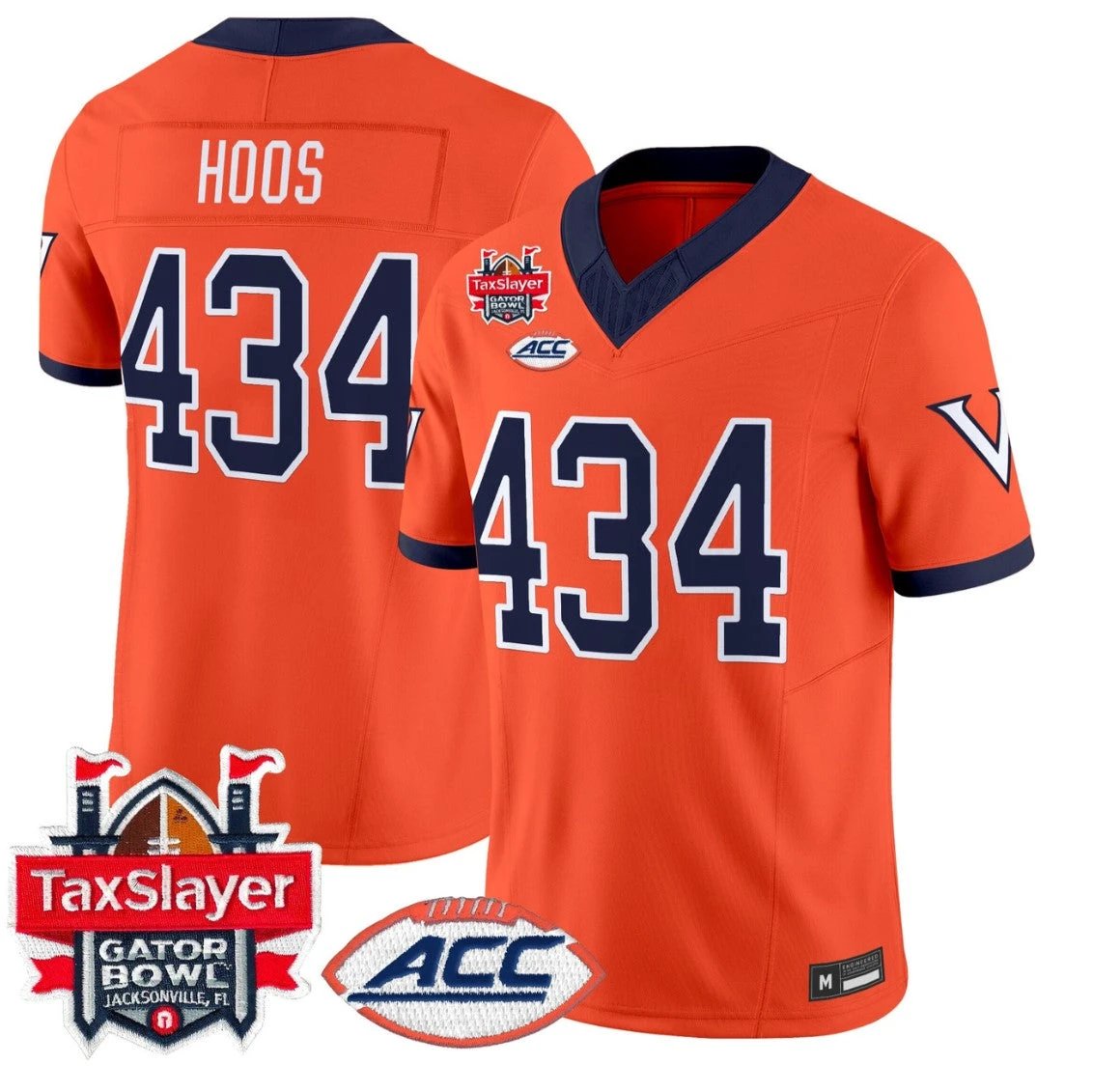 Hoos Jersey #434 Virginia Cavaliers 1995 Throwbacks Gator Bowl Stitched by My Store NCAA Football Jerseys
