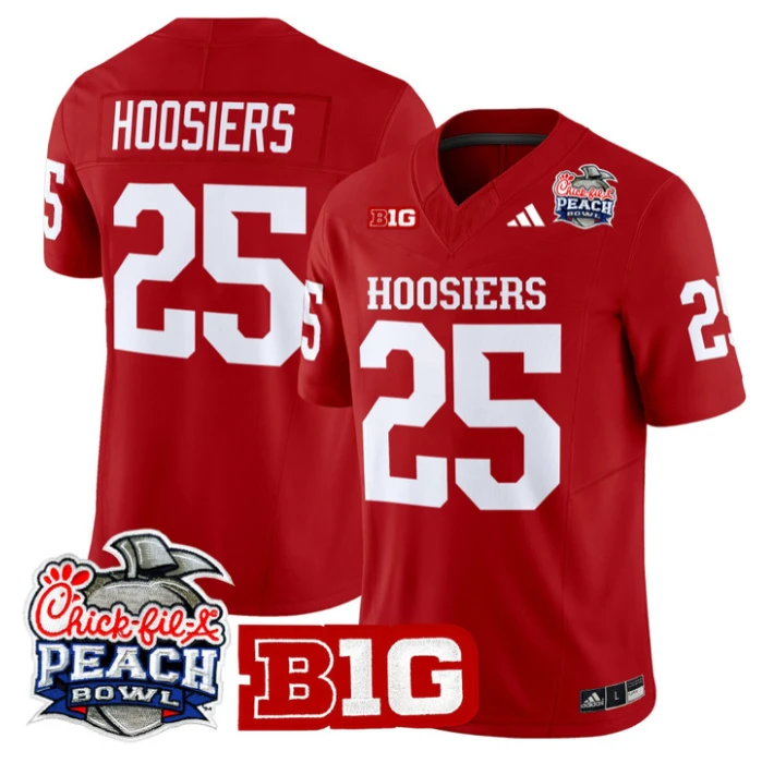 Hoosiers Jersey #25 Indiana Hoosiers 2026 Peach Bowl Patch Stitched Crimson by NCAA Football Jersey