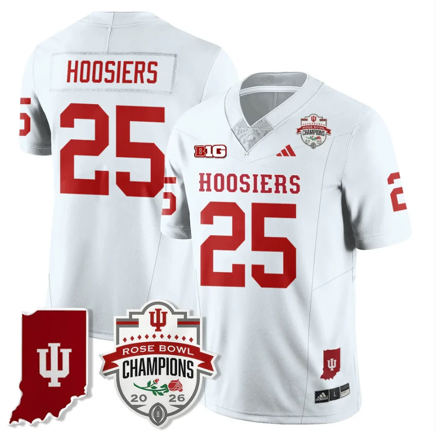 Hoosiers Jersey #25 Indiana Hoosiers Rose Bowl Champions Stitched White by NCAA Football Jersey