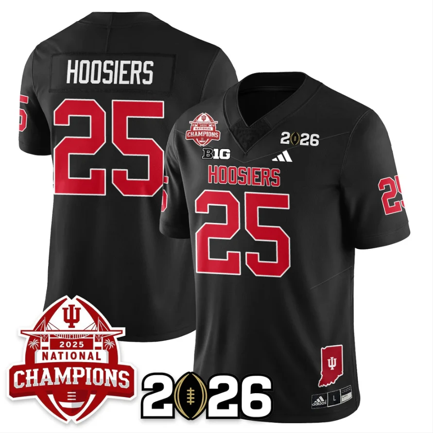 Hoosiers Jersey #25 Indiana Hoosiers 2025 National Champions V2 Stitched by My Store NCAA Football Jerseys