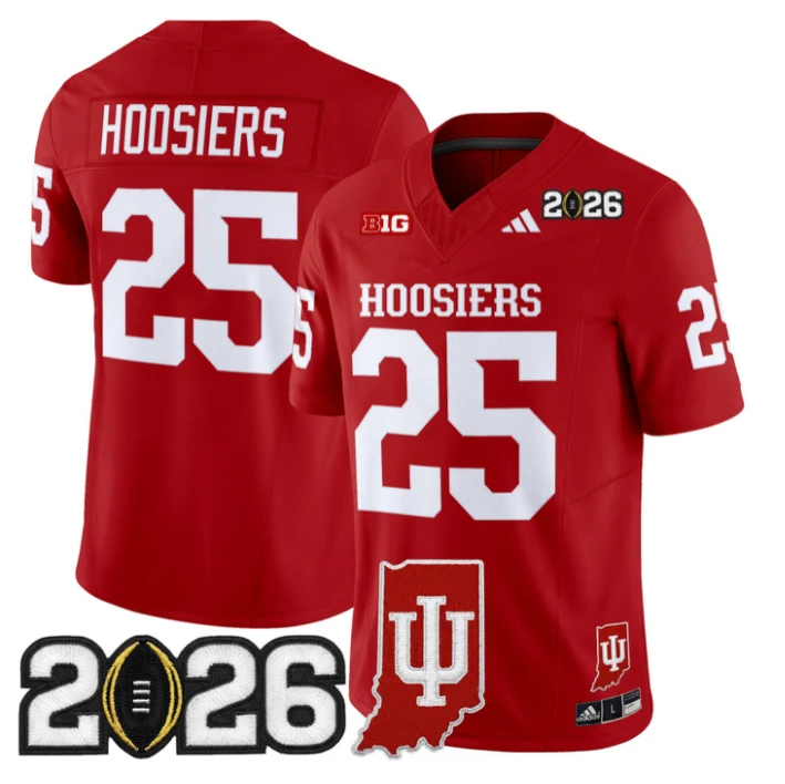 Hoosiers Jersey #25 Indiana Hoosiers 2026 CFP Final Indiana State Stitched by My Store NCAA Football Jerseys