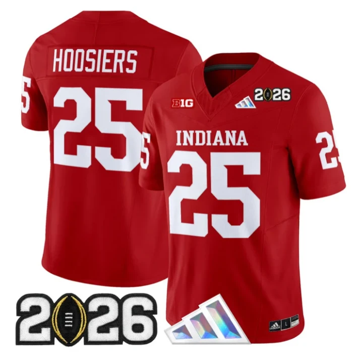 Hoosiers Jersey #25 Indiana Hoosiers 2026 CFP Final V3 Stitched by My Store NCAA Football Jerseys