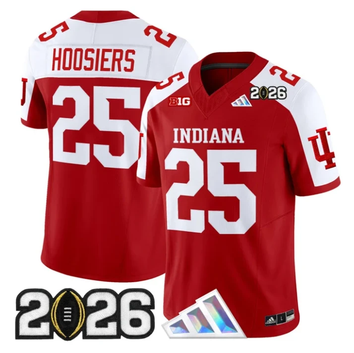 Hoosiers Jersey #25 Indiana Hoosiers 2026 CFP Final V3 Stitched by My Store NCAA Football Jerseys