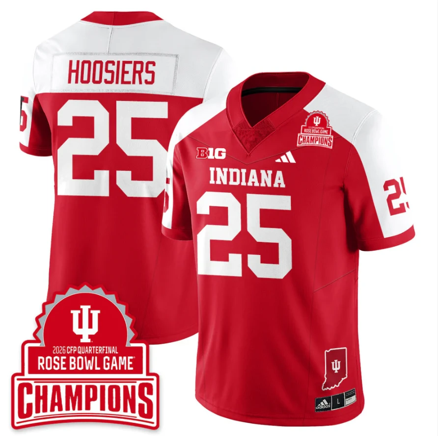 Hoosiers Jersey #25 Indiana Hoosiers 2026 Rose Bowl Game Champions Patch Stitched by My Store NCAA Football Jerseys