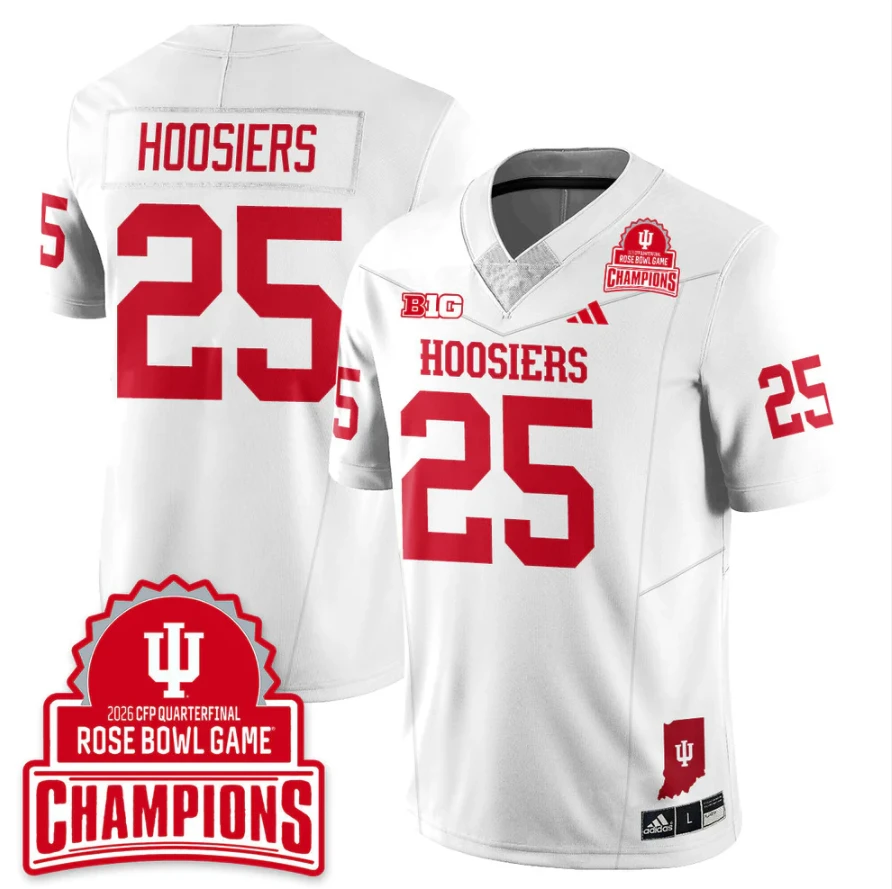 Hoosiers Jersey #25 Indiana Hoosiers 2026 Rose Bowl Game Champions Patch Stitched by My Store NCAA Football Jerseys