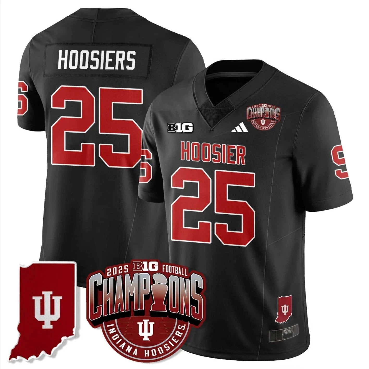 Hoosiers Jersey #25 Indiana Hoosiers Big 10 Champions Limited Stitched by My Store NCAA Football Jerseys