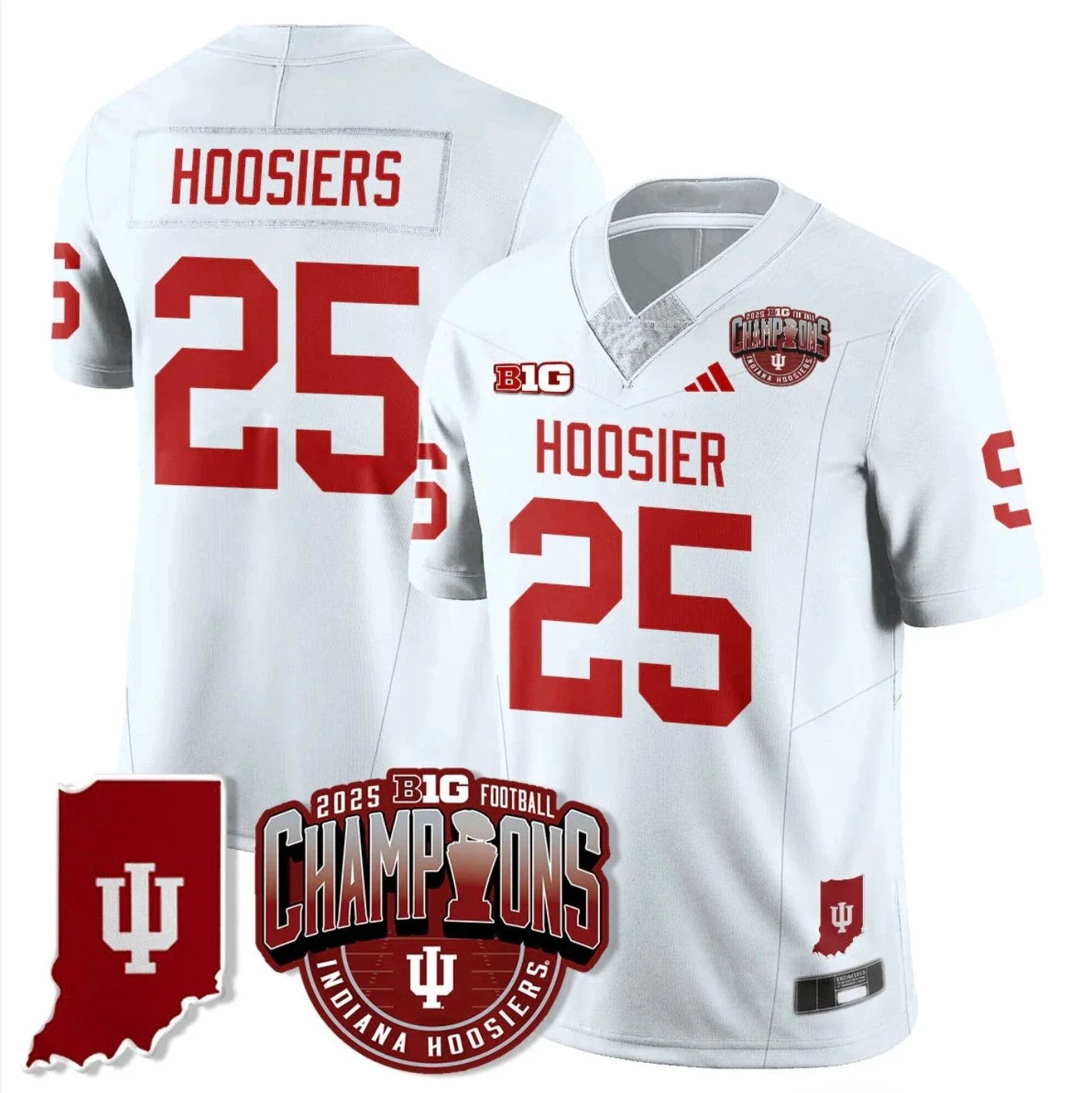 Hoosiers Jersey #25 Indiana Hoosiers Big 10 Champions Limited Stitched by My Store NCAA Football Jerseys