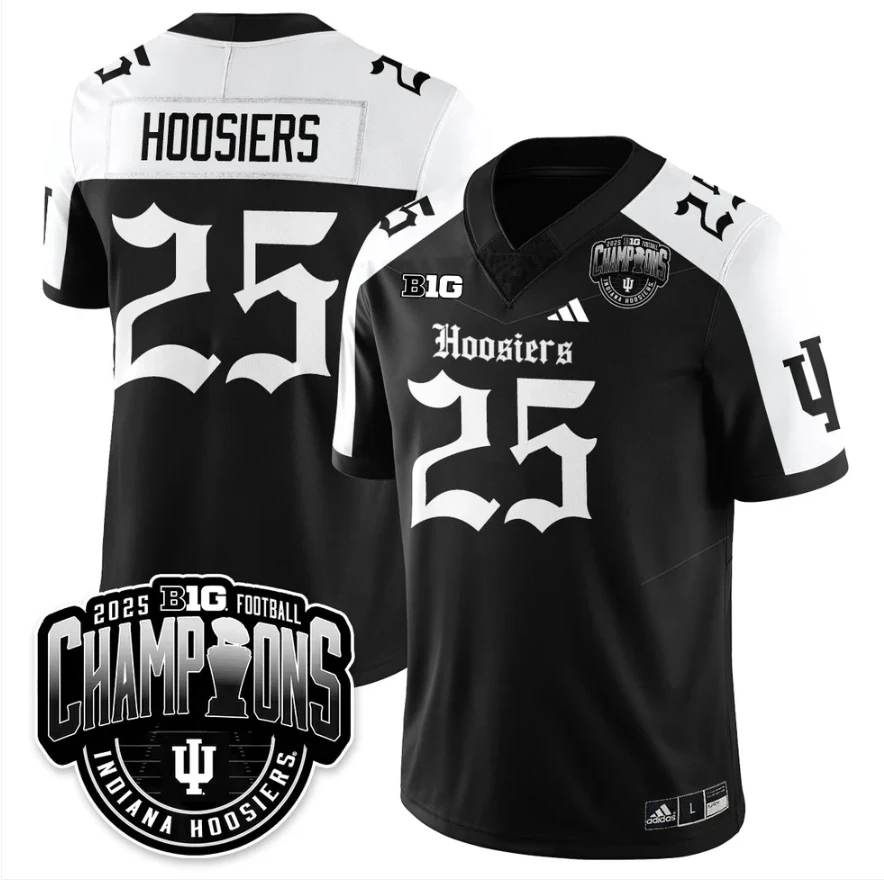 Hoosiers Jersey #25 Indiana Hoosiers Gothic Big 10 Champions Stitched by My Store NCAA Football Jerseys