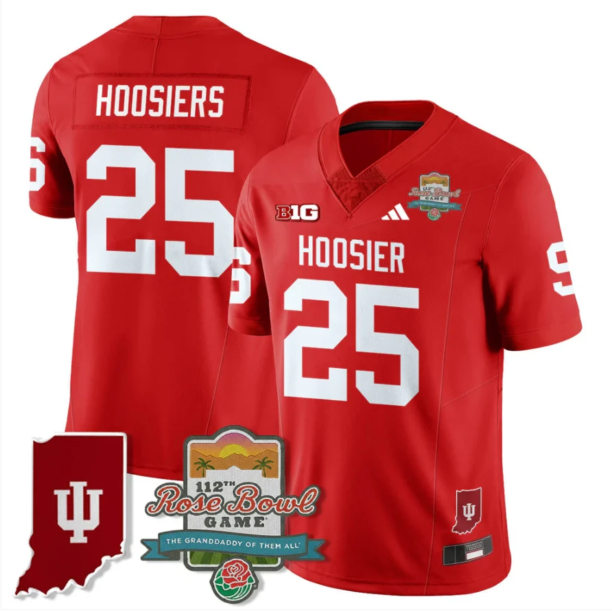 Hoosiers Jersey #25 Indiana Hoosiers Vapor Rose Bowl 112th Patch Stitched by My Store NCAA Football Jerseys