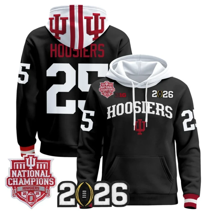 Hoosiers Pullover Hoodie #25 Hoosiers 2025 National Champions Stitched by Hoodie Pullover