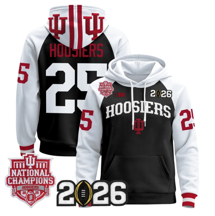 Hoosiers Pullover Hoodie #25 Hoosiers 2025 National Champions Stitched by Hoodie Pullover