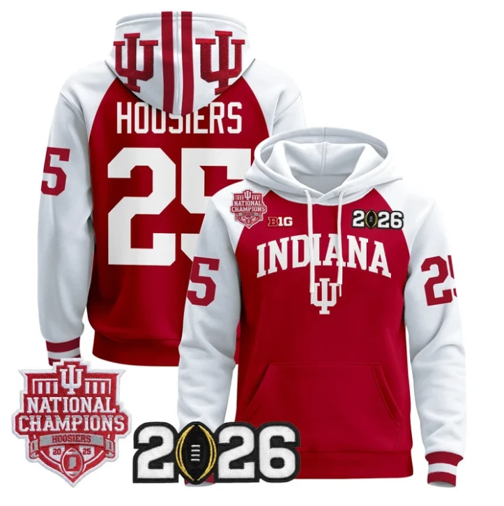 Hoosiers Pullover Hoodie #25 Hoosiers 2025 National Champions Stitched by Hoodie Pullover