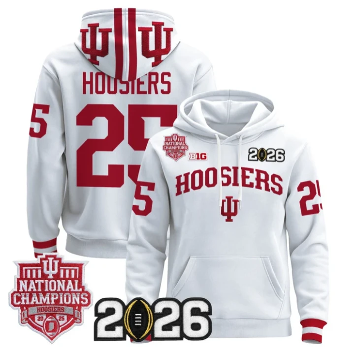 Hoosiers Pullover Hoodie #25 Hoosiers 2025 National Champions Stitched by Hoodie Pullover