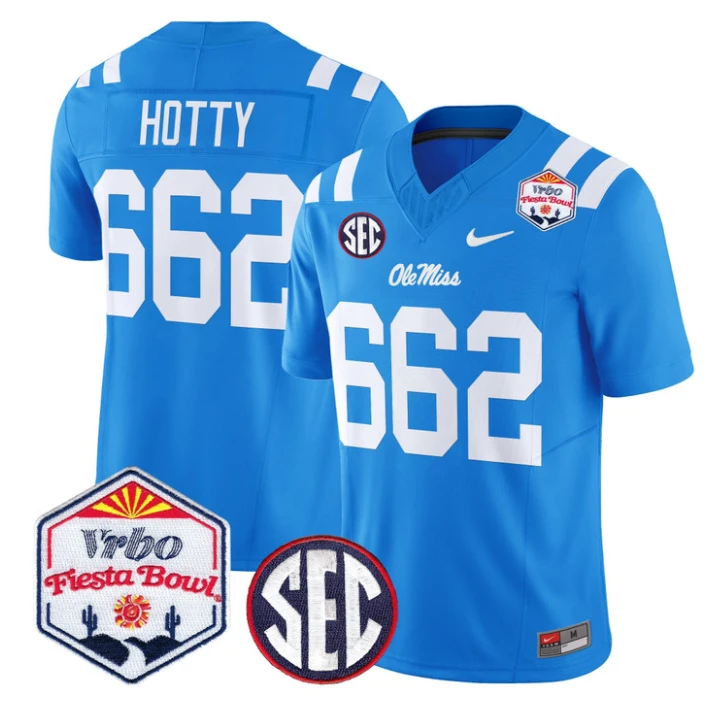 Hotty Jersey #662 Ole Miss Rebels 2026 Fiesta Bow Patch Stitched Blue by NCAA Football Jersey