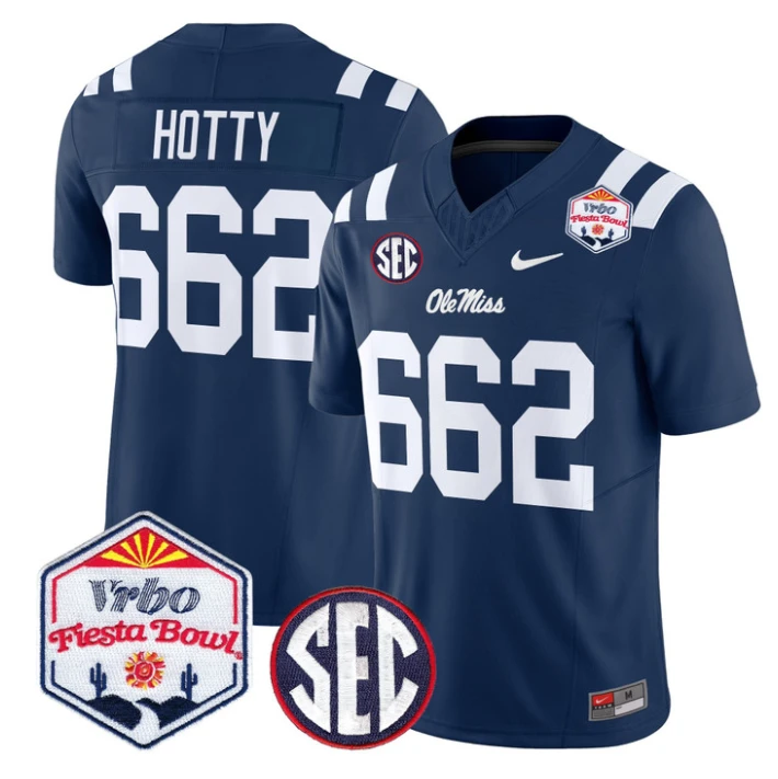Hotty Jersey #662 Ole Miss Rebels 2026 Fiesta Bow Patch Stitched Navy by NCAA Football Jersey