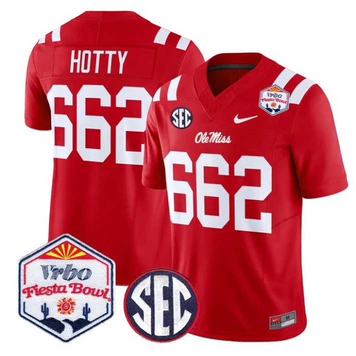 Hotty Jersey #662 Ole Miss Rebels 2026 Fiesta Bow Patch Stitched Red by NCAA Football Jersey