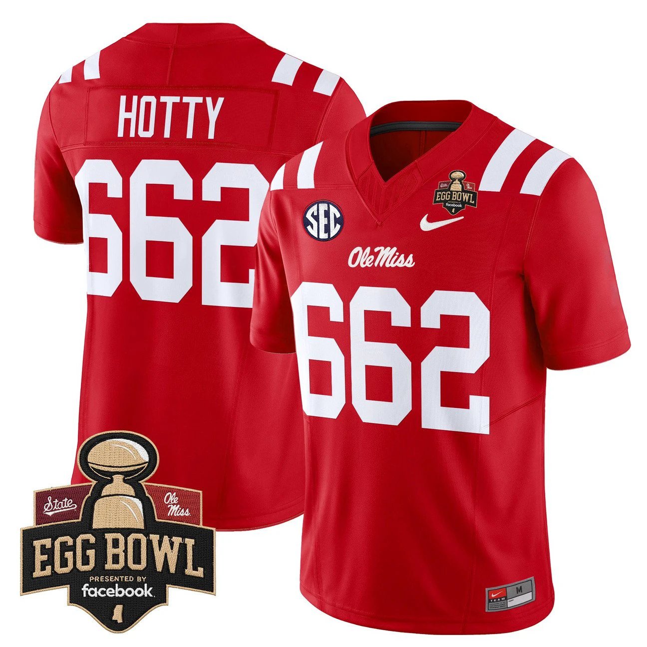 Hotty Jersey #662 Ole Miss Rebels 2025 Egg Bowl Vapor Limited Stitched by My Store NCAA Football Jerseys