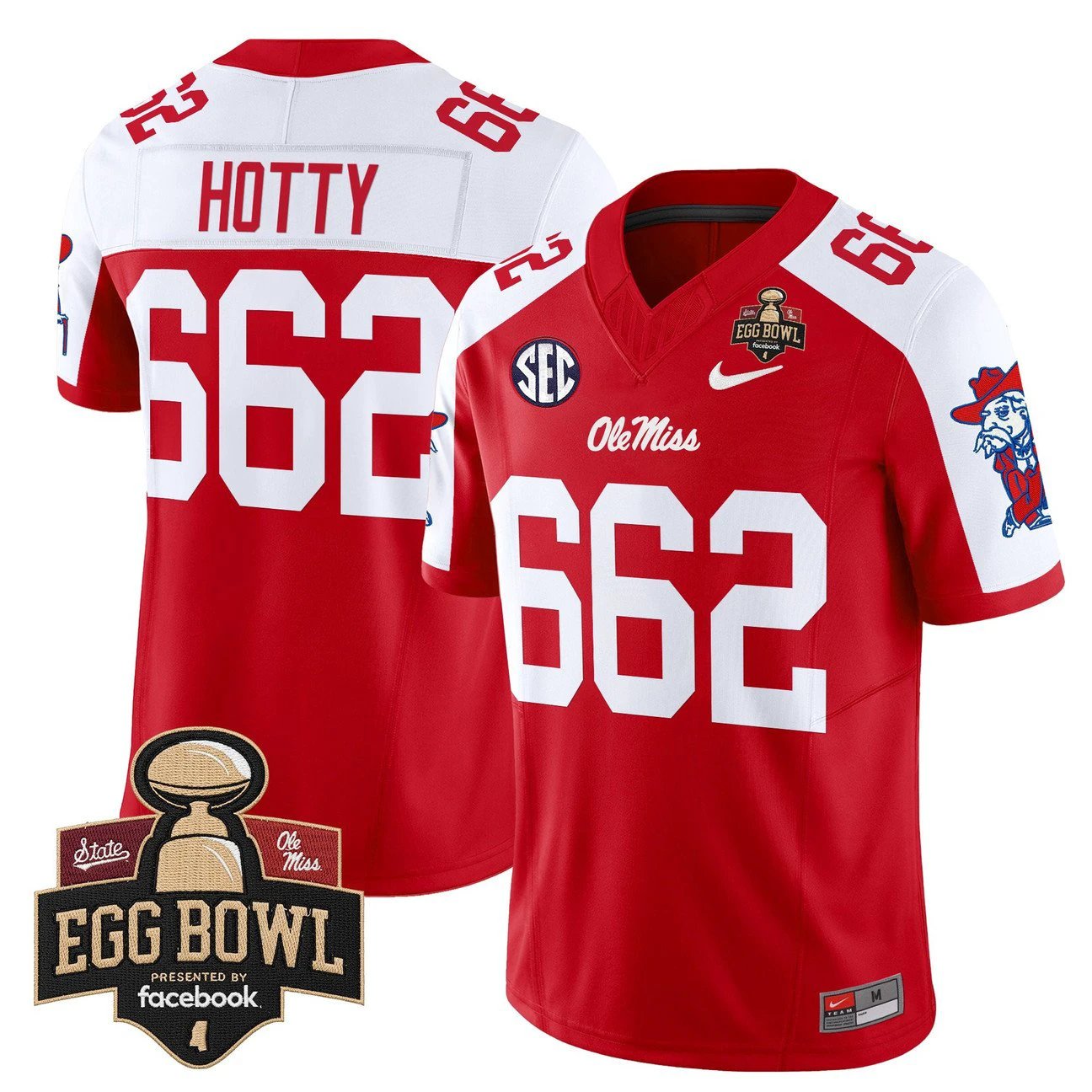 Hotty Jersey #662 Ole Miss Rebels 2025 Egg Bowl Vapor Limited Stitched by My Store NCAA Football Jerseys