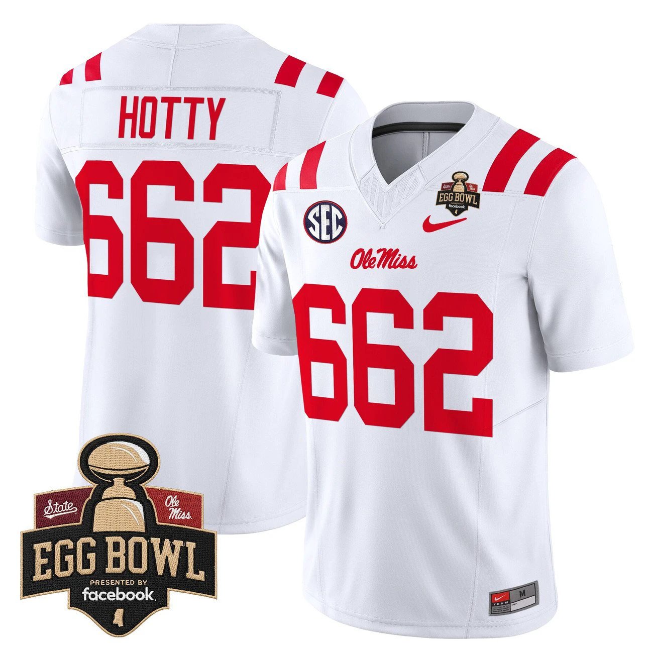 Hotty Jersey #662 Ole Miss Rebels 2025 Egg Bowl Vapor Limited Stitched by My Store NCAA Football Jerseys