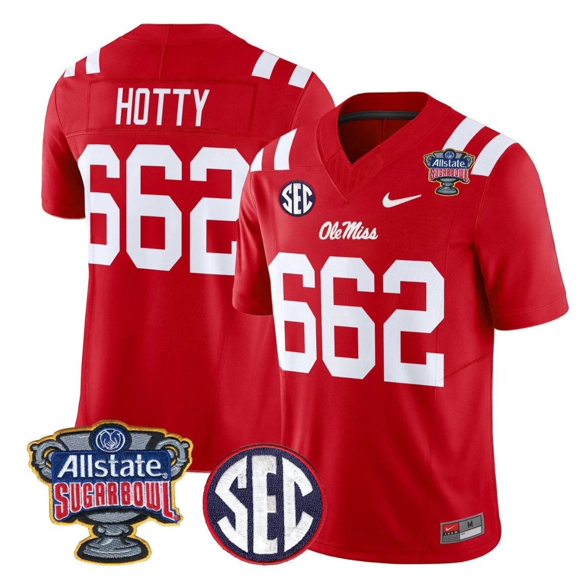 Hotty Jersey #662 Ole Miss Rebels 2026 Sugar Bowl Patch Stitched by My Store NCAA Football Jerseys
