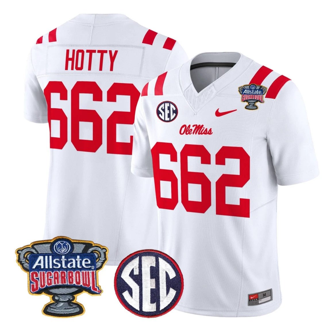 Hotty Jersey #662 Ole Miss Rebels 2026 Sugar Bowl Patch Stitched by My Store NCAA Football Jerseys
