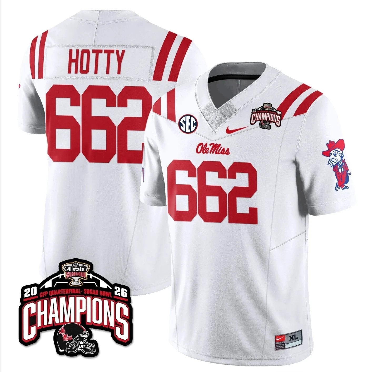 Hotty Jersey #662 Ole Miss Sugar Bowl Champions Patch Vapor Stitched by My Store NCAA Football Jerseys