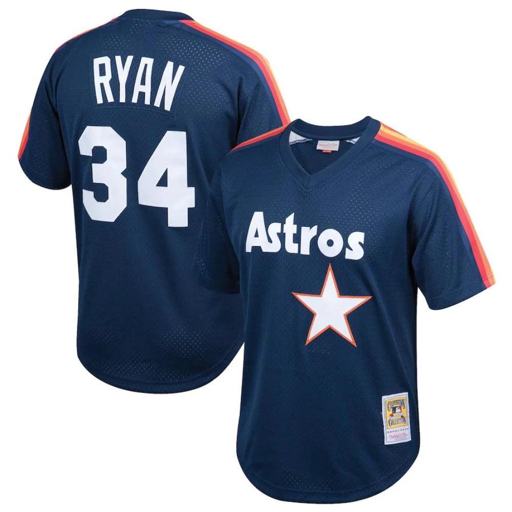 Houston Astros Nolan Ryan Navy 1988 Throwback Mesh Pullover Jersey by My Store