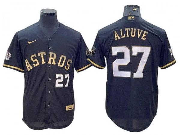 Houston Astros #27 Jose Altuve Black Gold wWorld Series Patch Jersey by My Store