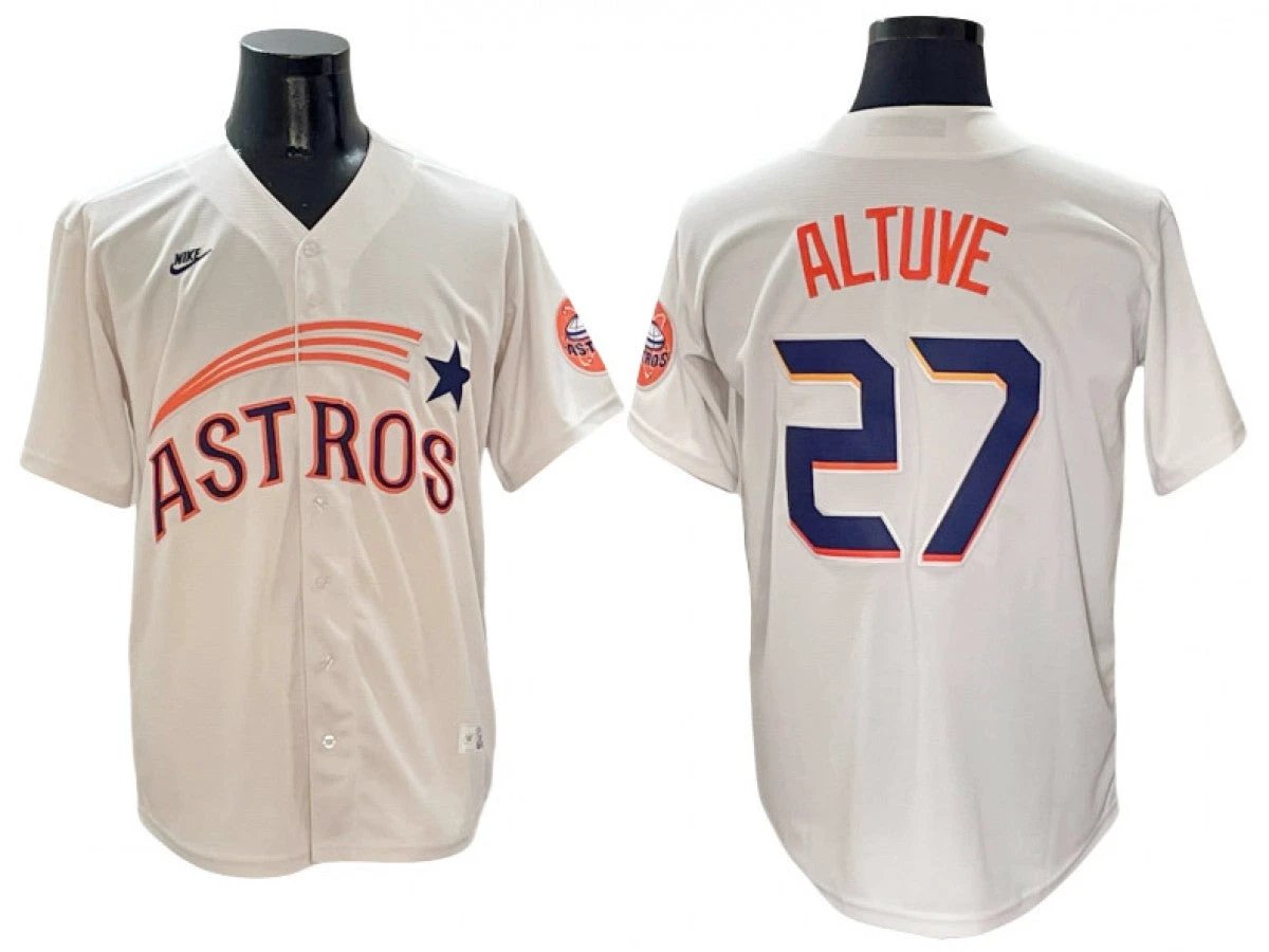 Houston Astros #27 Jose Altuve Cream Throwback Cooperstown Collection Limited Jersey by My Store