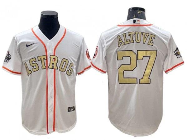 Houston Astros #27 José Altuve White Gold Program Cool Base Jersey by My Store