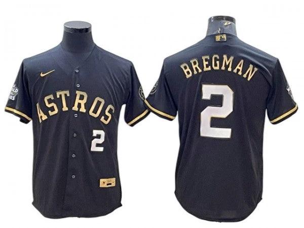 Houston Astros #2 Alex Bregman Black Gold wWorld Series Patch Jersey by My Store