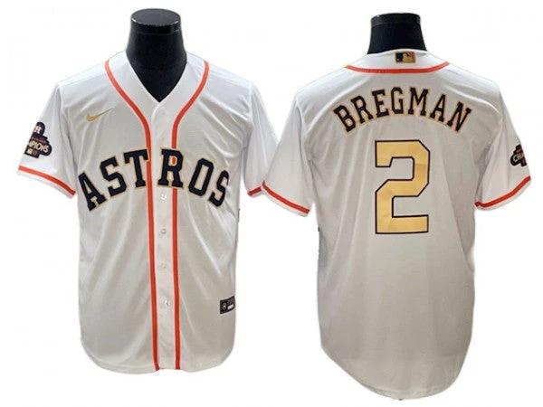Houston Astros #2 Alex Bregman White 2023 Gold Collection Jersey by My Store
