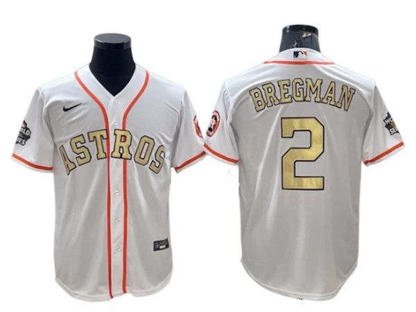Houston Astros #2 Alex Bregman White Gold wWorld Series Patch Jersey by My Store