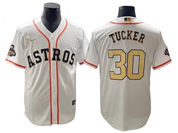 Houston Astros #30 Kyle Tucker White Gold 2023 Gold Collection Jersey by My Store
