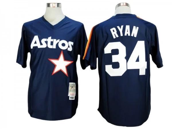 Houston Astros #34 Nolan Ryan Navy Throwback Jersey by My Store