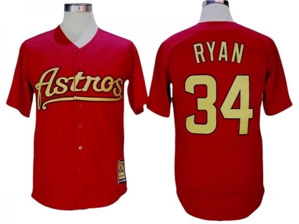 Houston Astros #34 Nolan Ryan Red Gold Cooperstown Collection Jersey by My Store