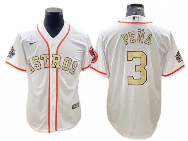 Houston Astros #3 Jeremy Pena White Gold Program Cool Base Jersey by My Store