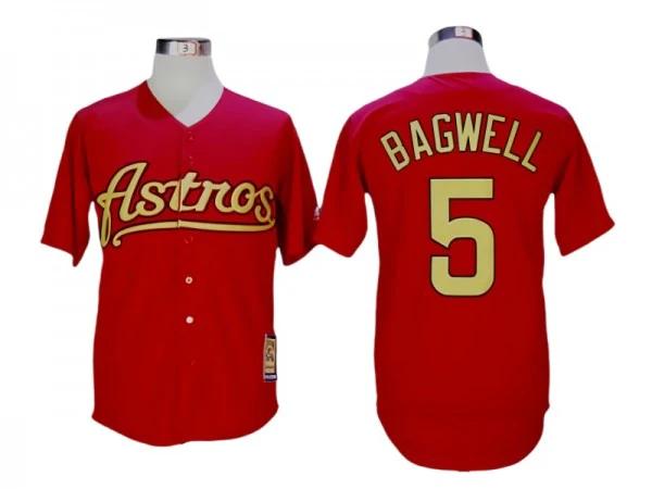 Houston Astros #5 Jeff Bagwell Red Gold Cooperstown Collection Jersey by My Store