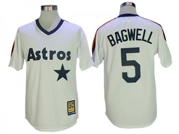 Houston Astros #5 Jeff Bagwell White Throwbacks Cooperstown Collection Jersey by My Store