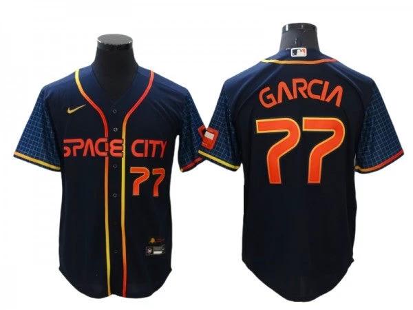 Houston Astros #77 Luis Garcia Navy 2022 City Connect Cool Base Jersey by My Store