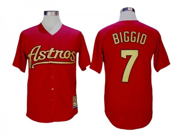 Houston Astros #7 Craig Biggio Red Gold Cooperstown Collection Jersey by My Store